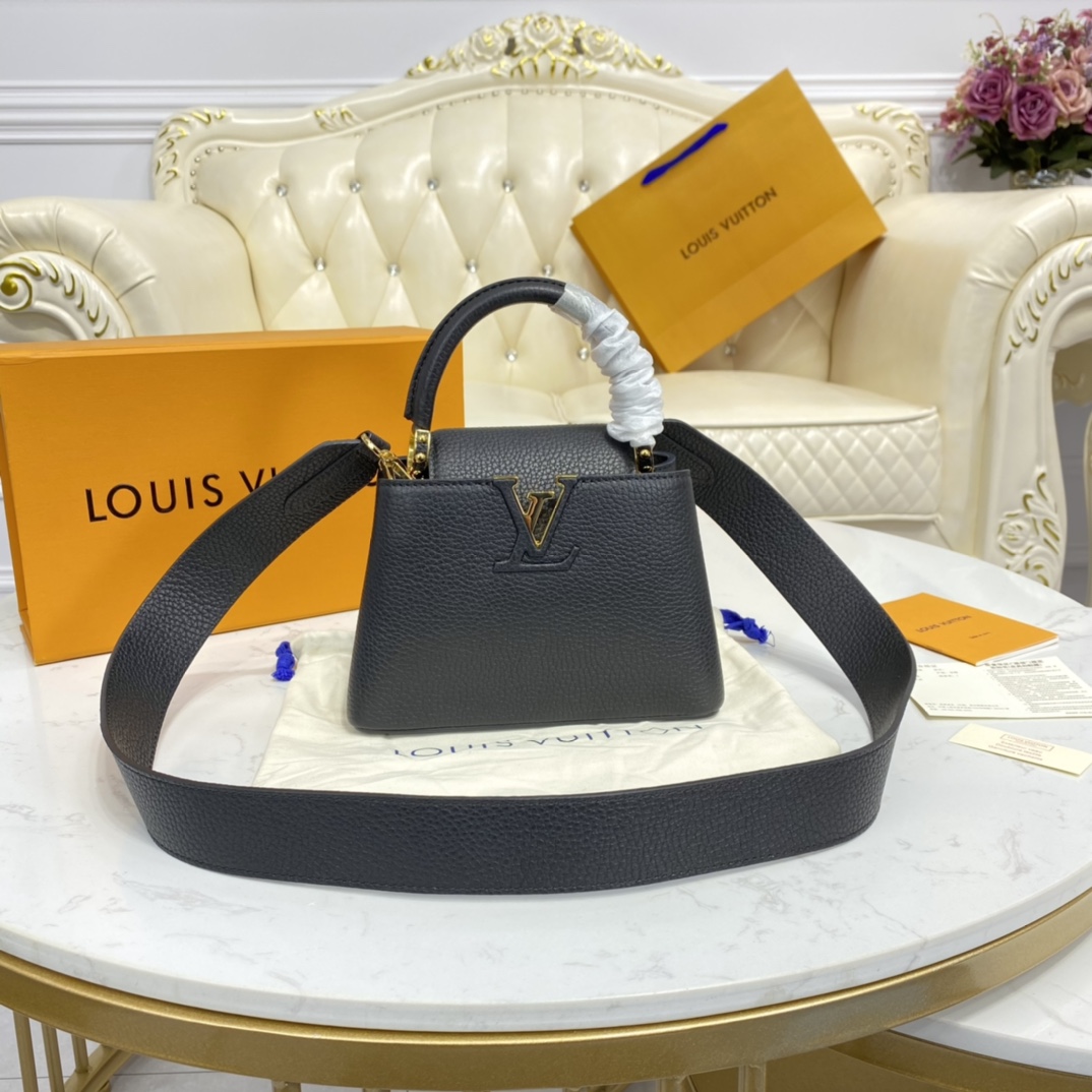 Louis Vuitton CAPUCINES MINI Taurillon Leather Bag M56071 Black